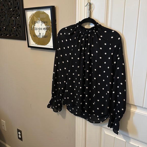 Gathered Neck Polka Dot Blouse - Picture 1 of 4